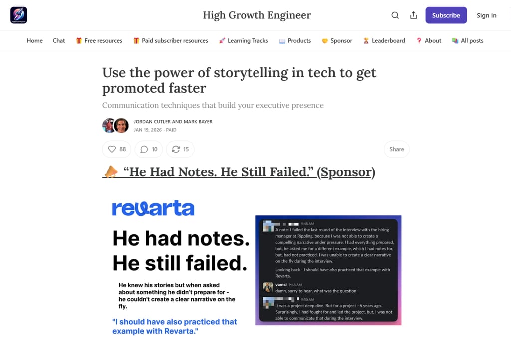 High Growth Engineer-artikel om storytelling-færdigheder til karriereudvikling inden for teknologi
