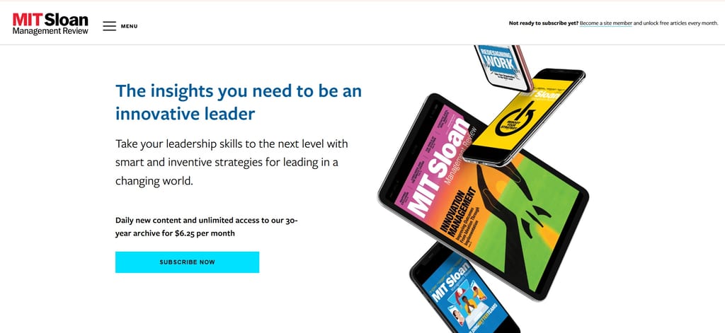 Tilmeldingssiden til MIT Sloan Management Review-nyhedsbrevet
