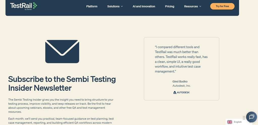 Tilmeldingssiden for Sembi Testing Insider